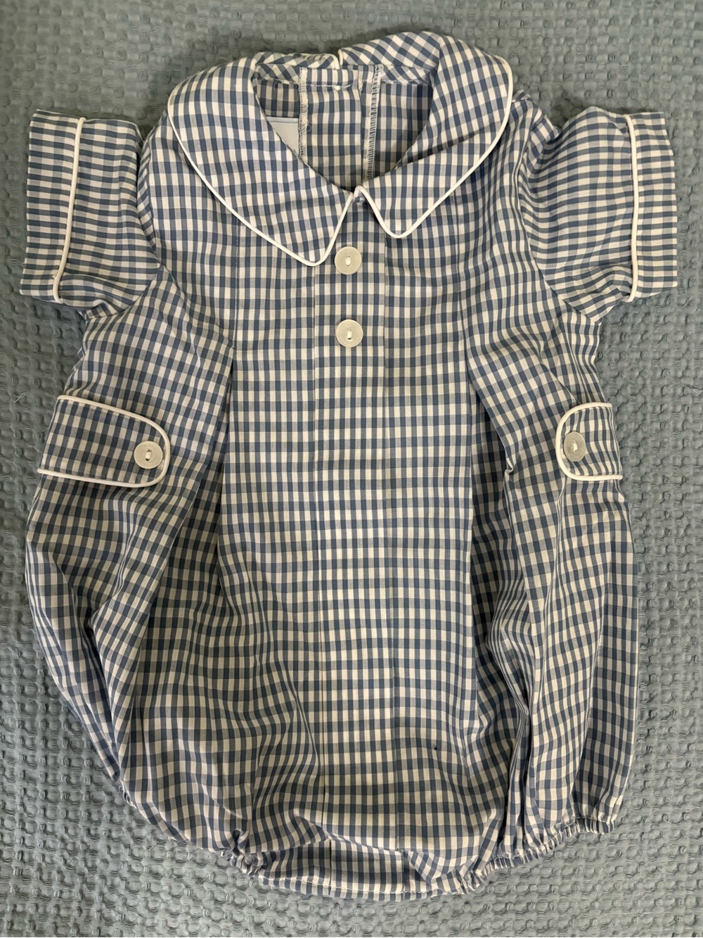 Little English Blue and White Gingham Collar Bubble